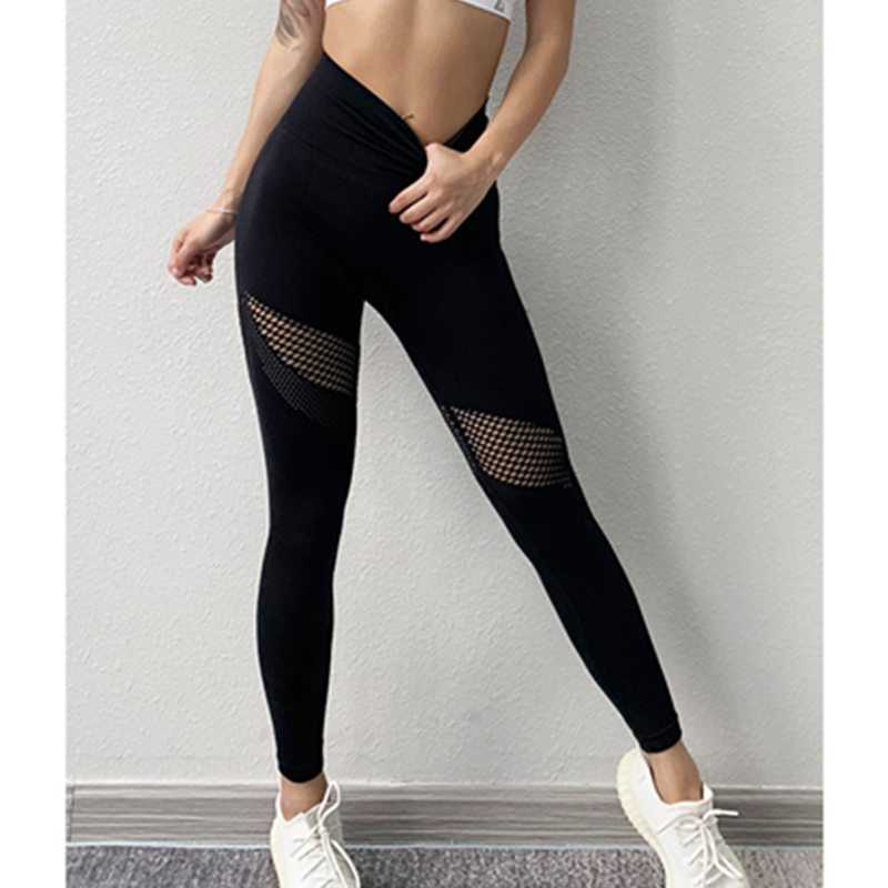 Pantalon de sport respirant sculpté creux pour femme Pantalon de yoga à séchage rapide Pantalon de course à pied à absorption d'humidité
